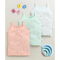 BUMZEE Cotton Knit Pack Of 3 Bear & Bunny Printed Slips - Peach & Mint Green-picture-15