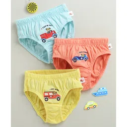 BUMZEE Cotton Knit Pack Of 3 Bears in Vehicles Printed Briefs - Sky Blue & Yellow-picture-11