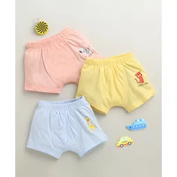 BUMZEE Cotton Knit Pack Of 3 Cute Animals Printed Trunks - Yellow & Peach-picture-36