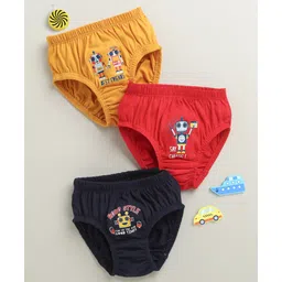 BUMZEE Cotton Knit Pack Of 3 Robot Printed Briefs - Red & Navy-picture-37