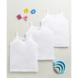 BUMZEE Cotton Knit Pack Of 3 Sleeveless Solid Slips - White-picture-31