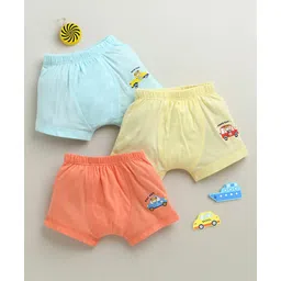 BUMZEE Cotton Knit Pack Of 3 Teddy In Vehicle Printed Trunks - Sky Blue & Yellow-picture-25