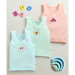 BUMZEE Cotton Knit Sleeveless Slips with Fruits Prints Pack of 3 - Peach & Mint-picture-20
