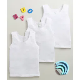 BUMZEE Cotton Knit Sleeveless Solid Slips Pack of 3 - White-picture-19