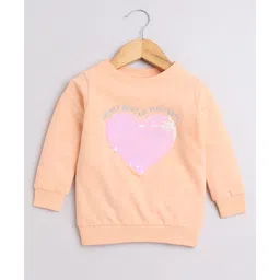 BUMZEE Cotton Looper Full Sleeves Heart Embellished Sweatshirt - Peach-picture-27