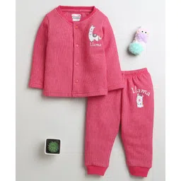 BUMZEE Full Sleeves Llama Printed Coordinating Tee & Joggers Set - Dark Pink-picture-10