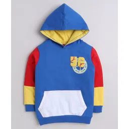 BUMZEE Full Sleeves Text Printed Hooded Sweatshirt - Royal Blue-picture-13