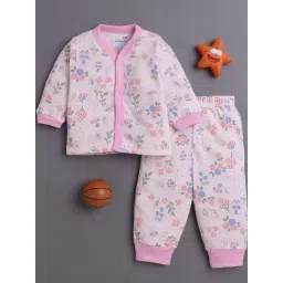 Bumzee Girls Baby Pink Cotton Printed Jhabla with Pyjamas-picture-30