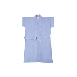 BUMZEE Girls Blue Solid Terry Cotton Bathrobe-picture-23