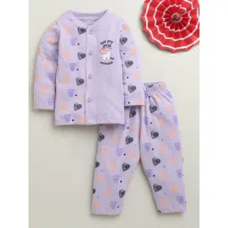 Bumzee Girls Lavender Cotton Graphic Print Regular Fit Clothing Set-picture-29