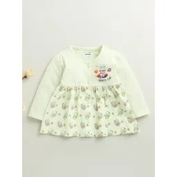 Bumzee Girls Light Green Cotton Printed Regular Fit Dress-picture-40