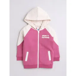 Bumzee Girls Mauve Applique Full Sleeves Hooded Sweatshirt-picture-30