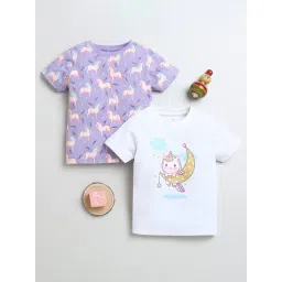 Bumzee Girls Multi Cotton Printed T-Shirt (Pack of 2)-picture-39