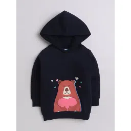 Bumzee Girls Navy Embroidered Full Sleeves Hooded Sweatshirt-picture-32