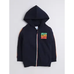 Bumzee Girls Navy Printed Full Sleeves Hooded Sweatshirt-picture-40