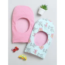 BUMZEE Girls Pack Of 2 Printed Cotton Reversible Monkey Caps-picture-28