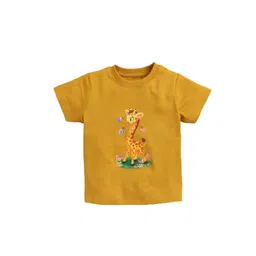 BUMZEE Girls Pack of 3 Mustard Yellow & Pink Printed Cotton T-shirt image 2