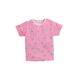 BUMZEE Girls Pack of 3 Mustard Yellow & Pink Printed Cotton T-shirt image 4