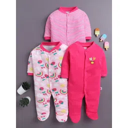 BUMZEE Girls Pack Of 3 Striped Sleepsuit-picture-23