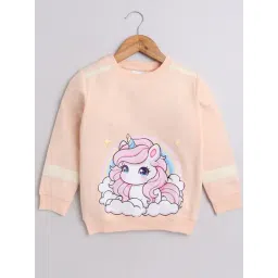 Bumzee Girls Peach Printed Regular Fit Sweatshirt-picture-19
