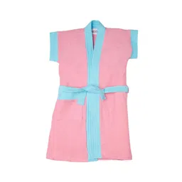 BUMZEE Girls Pink & Blue Solid Terry Cotton Bath Robe-picture-24