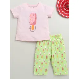Bumzee Girls Pink Cotton Graphic Top and Pant-picture-28