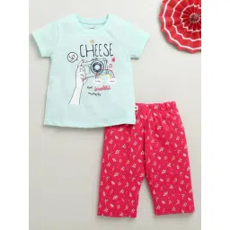 Bumzee Girls Pink Cotton Graphic Top and Pant-picture-48