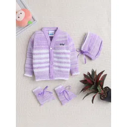 BUMZEE Girls Striped Sweater With Cap & Socks-picture-11