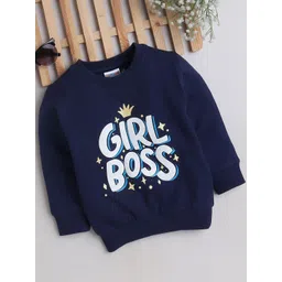 BUMZEE Girls Typography Printed Cotton Sweatshirt-picture-27