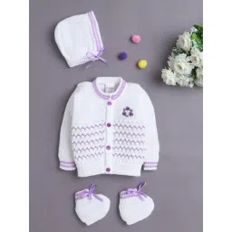 Bumzee Girls White & Lavender Regular Fit Sweater-picture-22