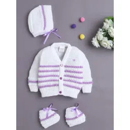 Bumzee Girls White & Lavender Regular Fit Sweater-picture-23