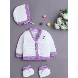 Bumzee Girls White & Lavender Regular Fit Sweater-picture-24