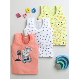 BUMZEE Infant Boys Pack Of 3  Printed Basic Innerwear Vests-picture-37