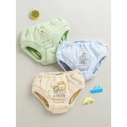 BUMZEE Infant Boys Pack Of 3 Printed Cotton Basic Briefs Peb10715-Green & Sky Blue-picture-24