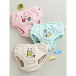 BUMZEE Infant Boys Pack Of 3 Printed Cotton Basic Briefs Peb10716-Beige & Pink image 1