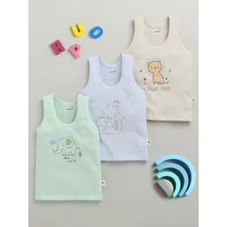 BUMZEE Infant Boys Pack Of 3 Printed Cotton Innerwear Vests-picture-27