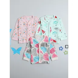 BUMZEE Infant Girls Pack Of 3 Printed V-Neck Skin-Friendly Pure Cotton Jablas-picture-37