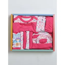 BUMZEE  Infant Girls Printed 13 -Pcs Pure Cotton Baby Apparel Gift Set-picture-16