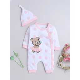 BUMZEE Infant Girls Printed Cotton Rompers With Cap-picture-31