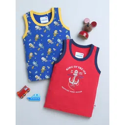 BUMZEE Infants Boys Pack Of 2 Printed Pure Cotton Vests Peb8892-picture-25