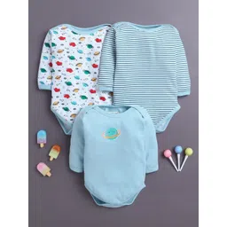 BUMZEE Infants Boys Pack Of 3 Printed Cotton Bodysuits-picture-11