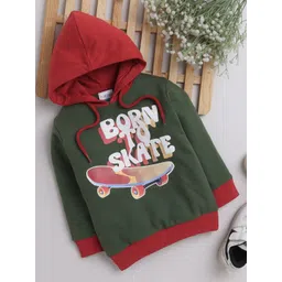 BUMZEE Infants Boys Typography Printed Hooded Cotton Pullover Sweatshirt-picture-27