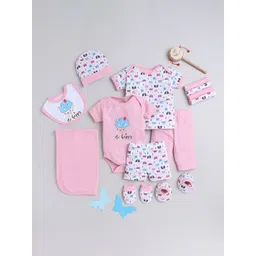 BUMZEE Infants Girls 13-Pcs Pure Cotton Baby Apparel Gift Set-picture-20