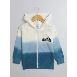 Bumzee Kids Blue & Off White Cotton Color Block Pattern Sweatshirt-picture-38