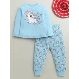 Bumzee Kids Blue Cotton Graphic Pyjama Sets-picture-13
