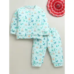 Bumzee Kids Mint Green Cotton Printed Winter Set-picture-48