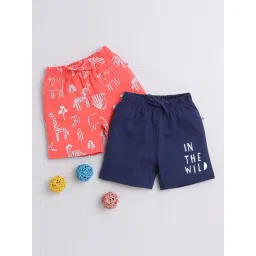 Bumzee Kids Navy & Coral Cotton Printed Shorts (Pack of 2)-picture-23