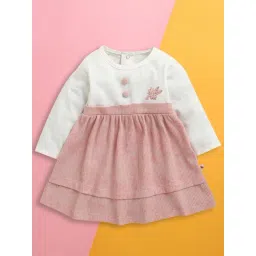 Bumzee Kids Onion Pink & White Cotton Floral Frocks-picture-36