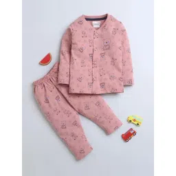 Bumzee Kids Onion Pink Cotton Printed Full Sleeves Jabla Set-picture-33