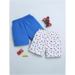 Bumzee Kids Royal Blue & White Printed Shorts (Pack Of 2)-picture-39